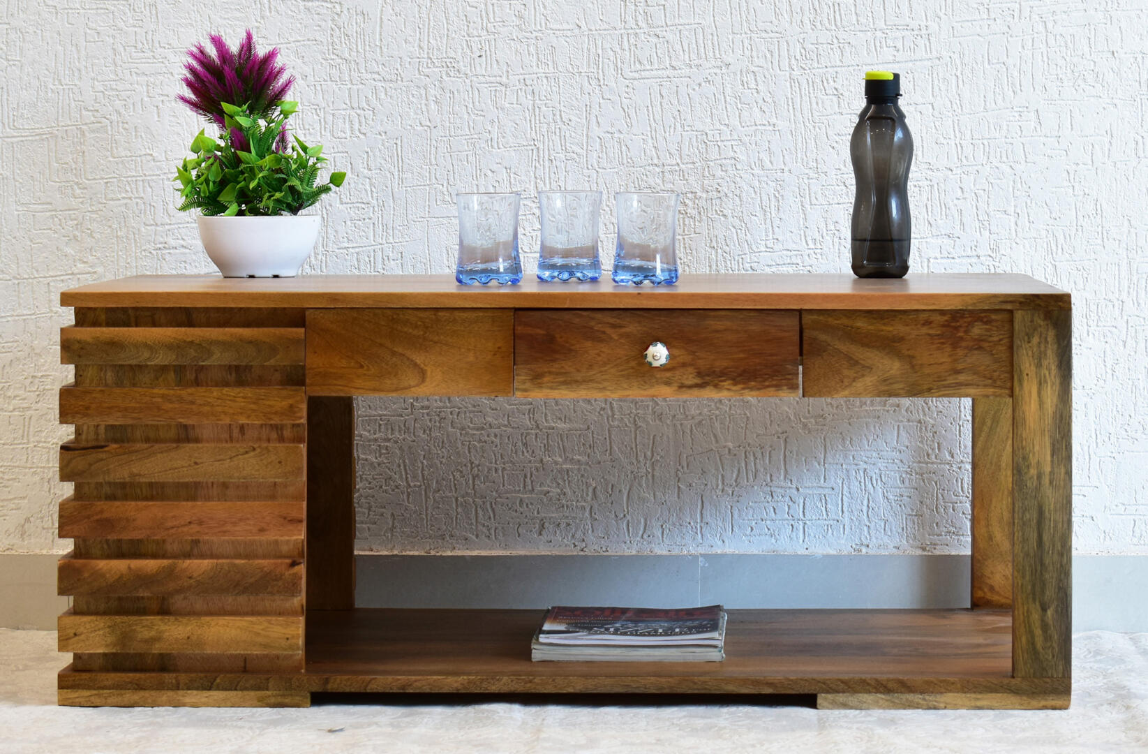 Tia Multipurpose Centre Coffee Hall Table - Natural Teak - Image 1